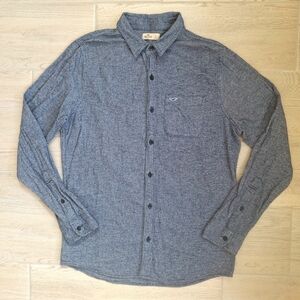 Hollister Men's Blue Long Sleeve  Button Down Preppy Thick Cotton Shirt Large